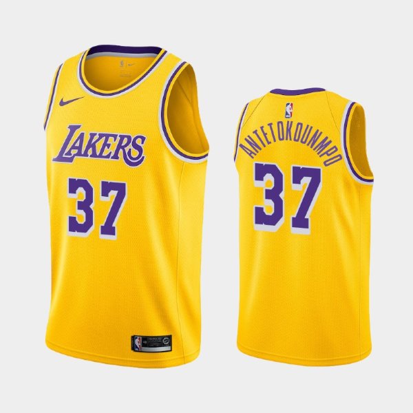 Los Angeles Lakers #37 Kostas Antetokounmpo Yellow Icon баскетбольная майка NBA