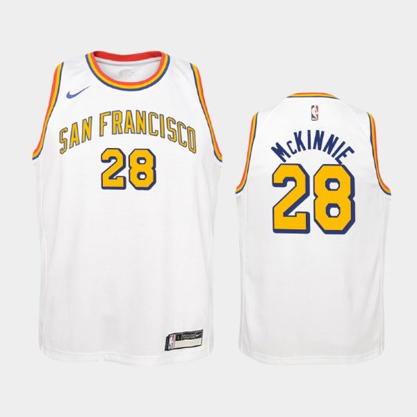 детская Golden State Warriors Hardwood Classics #28 Alfonzo McKinnie White баскетбольная майка NBA