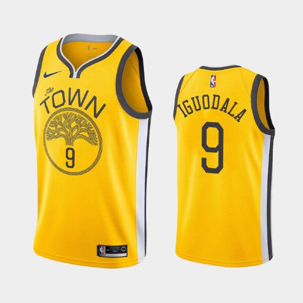 Golden State Warriors #9 Andre Iguodala Yellow 2018-19 Earned баскетбольная майка NBA