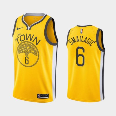 Golden State Warriors Earned #6 Alen Smailagic Yellow 2019 NBA Draft баскетбольная майка NBA