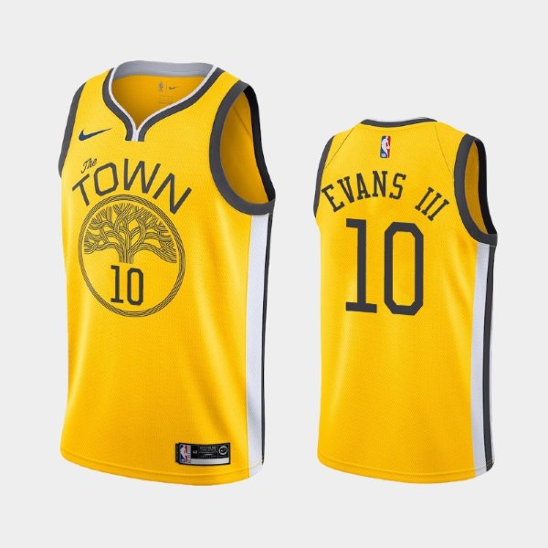 Golden State Warriors #10 Jacob Evans III Yellow 2018-19 Earned баскетбольная майка NBA