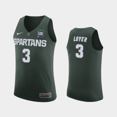 NCAA Michigan State Spartans #3 Foster Loyer Green 2019 Final Four баскетбольная майка NBA