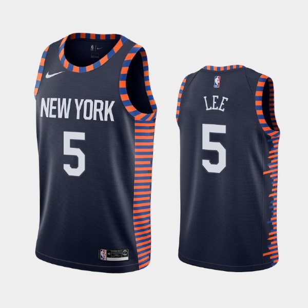 New York Knicks #5 Courtney Lee Navy 2018-19 City баскетбольная майка NBA