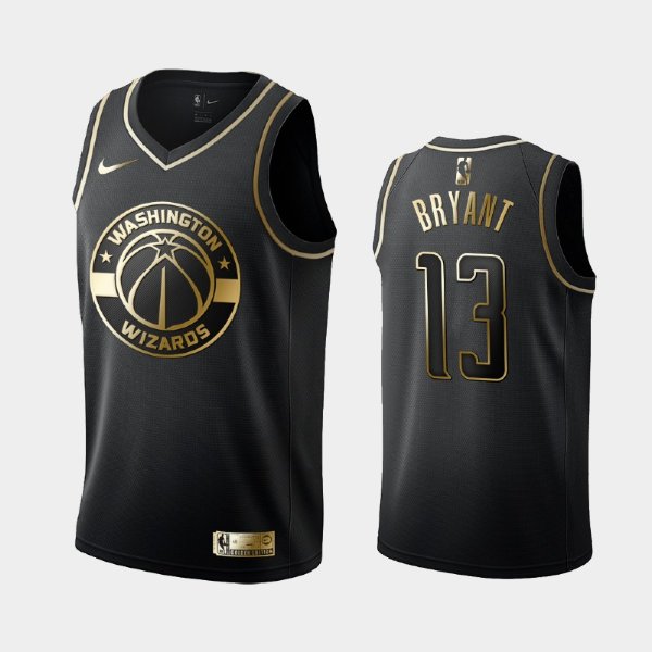Washington Wizards #13 Thomas Bryant Black Golden Logo баскетбольная майка NBA