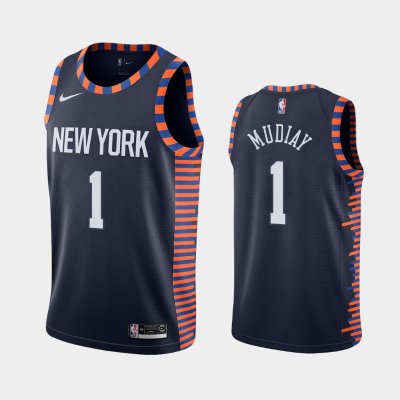New York Knicks #1 Emmanuel Mudiay Navy 2018-19 City баскетбольная майка NBA