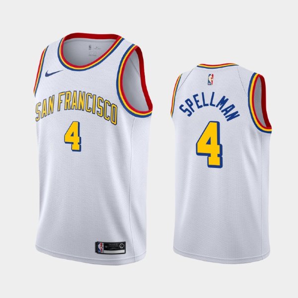 Golden State Warriors #4 Omari Spellman White 2019-20 Hardwood Classics баскетбольная майка NBA