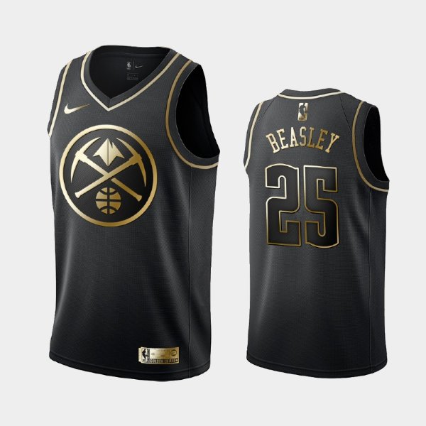 Denver Nuggets #25 Malik Beasley Black Golden Logo баскетбольная майка NBA