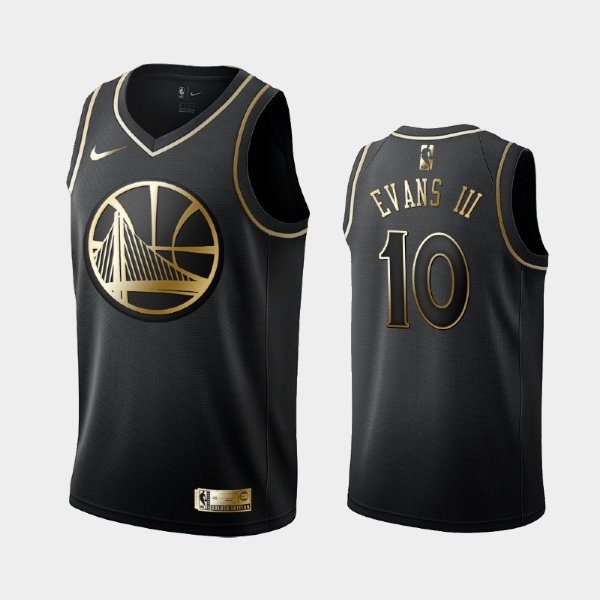 Golden State Warriors #10 Jacob Evans III Black Golden Logo баскетбольная майка NBA
