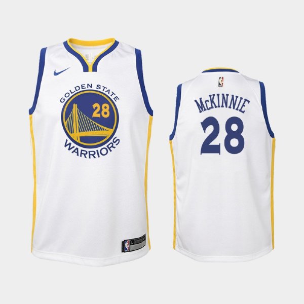 детская Golden State Warriors Alfonzo McKinnie #28 White Association баскетбольная майка NBA