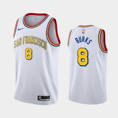 Golden State Warriors #8 Alec Burks White 2019-20 Hardwood Classics баскетбольная майка NBA