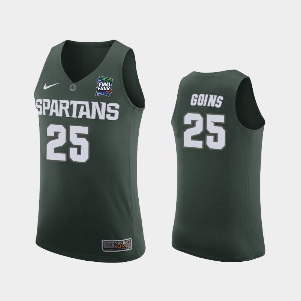 NCAA Michigan State Spartans #25 Kenny Goins Green 2019 Final Four баскетбольная майка NBA