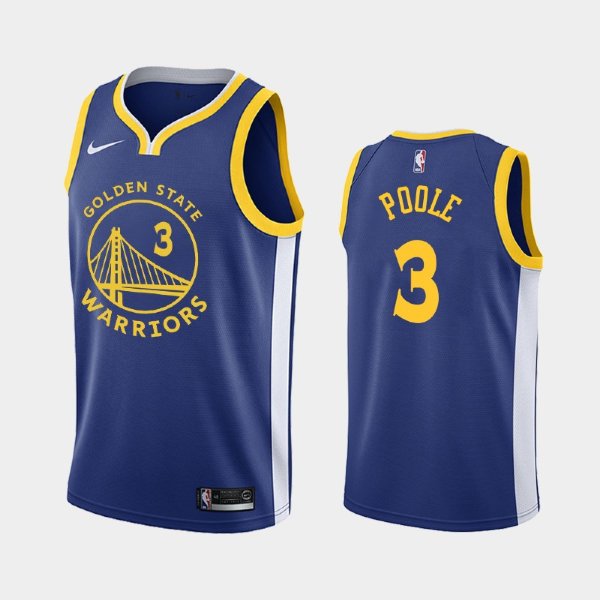 Golden State Warriors #3 Jordan Poole Royal Icon баскетбольная майка NBA - 2019 NBA Draft