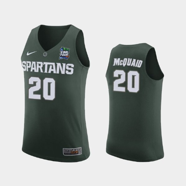 NCAA Michigan State Spartans #20 Matt McQuaid Green 2019 Final Four баскетбольная майка NBA