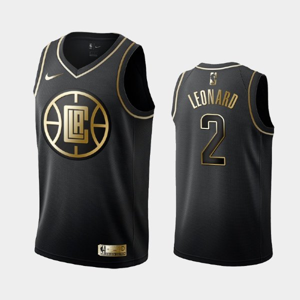 Los Angeles Clippers #2 Kawhi Leonard Black Golden Logo баскетбольная майка NBA