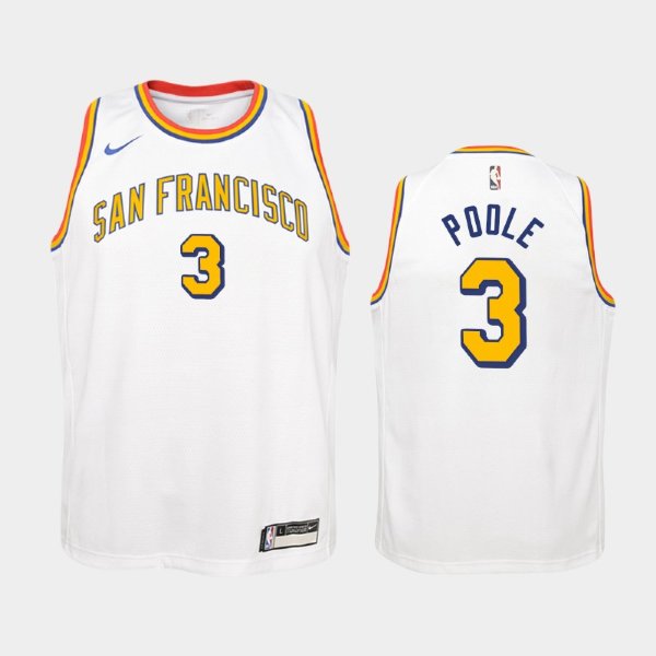 детская Golden State Warriors Hardwood Classics #3 Jordan Poole White баскетбольная майка NBA