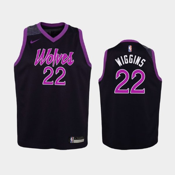 детская Minnesota Timberwolves City #22 Andrew Wiggins Purple 2019 баскетбольная майка NBA