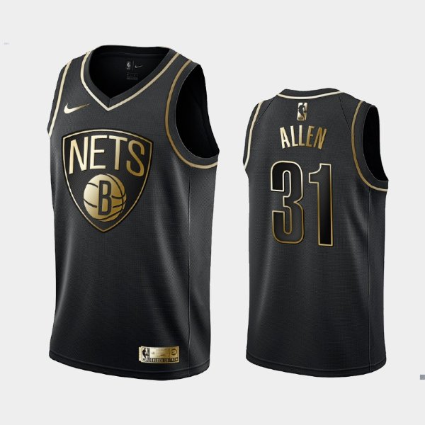 Brooklyn Nets #31 Jarrett Allen Black Golden Logo баскетбольная майка NBA