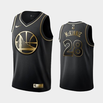 Golden State Warriors #28 Alfonzo McKinnie Black Golden Logo баскетбольная майка NBA