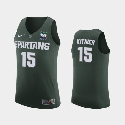 NCAA Michigan State Spartans #15 Thomas Kithier Green 2019 Final Four баскетбольная майка NBA