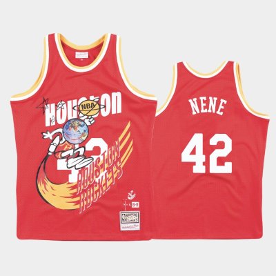 Houston Rockets #42 Nene Red NBA Remix Hardwood Classics баскетбольная майка NBA