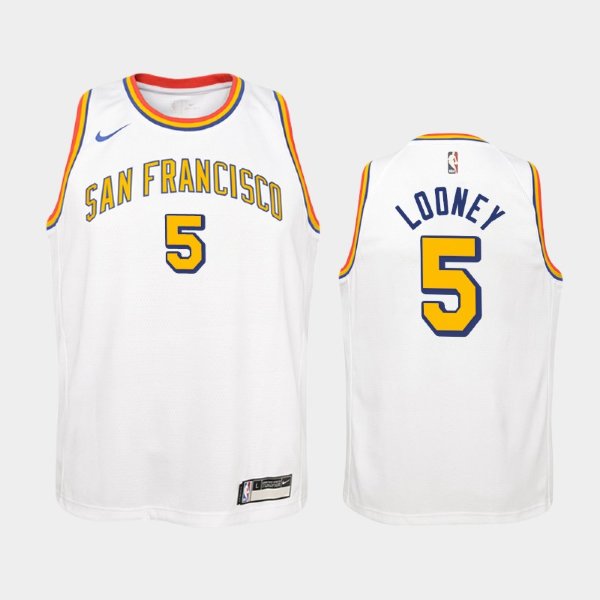 детская Golden State Warriors Hardwood Classics #5 Kevon Looney White баскетбольная майка NBA