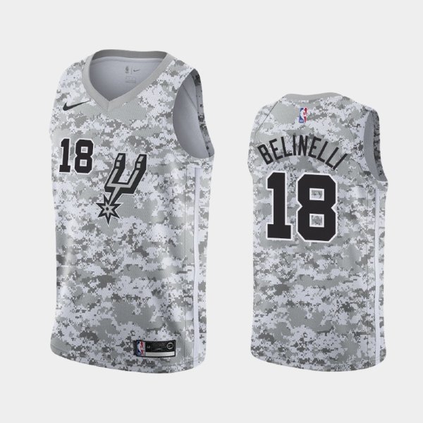 San Antonio Spurs #18 Marco Belinelli Camo 2018-19 Earned баскетбольная майка NBA
