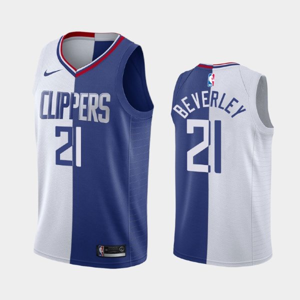 Los Angeles Clippers #21 Patrick Beverley White Royal Split Two-Tone баскетбольная майка NBA