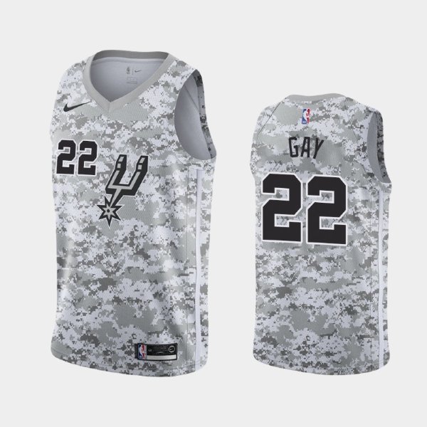 San Antonio Spurs #22 Rudy Gay Camo 2018-19 Earned баскетбольная майка NBA