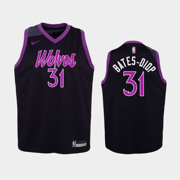 детская Minnesota Timberwolves City #31 Keita Bates-Diop Purple 2019 баскетбольная майка NBA