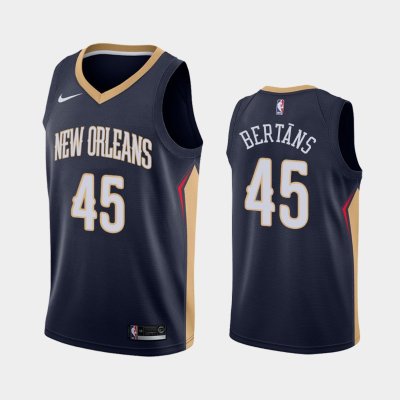 New Orleans Pelicans #45 Dairis Bertans Navy 2018-19 Icon баскетбольная майка NBA