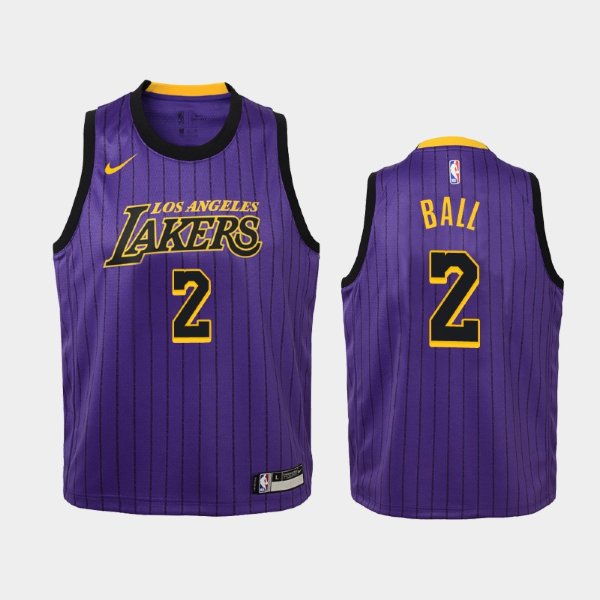 детская Los Angeles Lakers Lonzo Ball #2 Purple 2018-19 City баскетбольная майка NBA