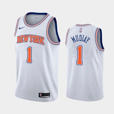 New York Knicks #1 Emmanuel Mudiay White 2018-19 Statement баскетбольная майка NBA