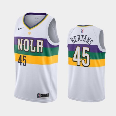 New Orleans Pelicans #45 Dairis Bertans White 2018-19 City баскетбольная майка NBA