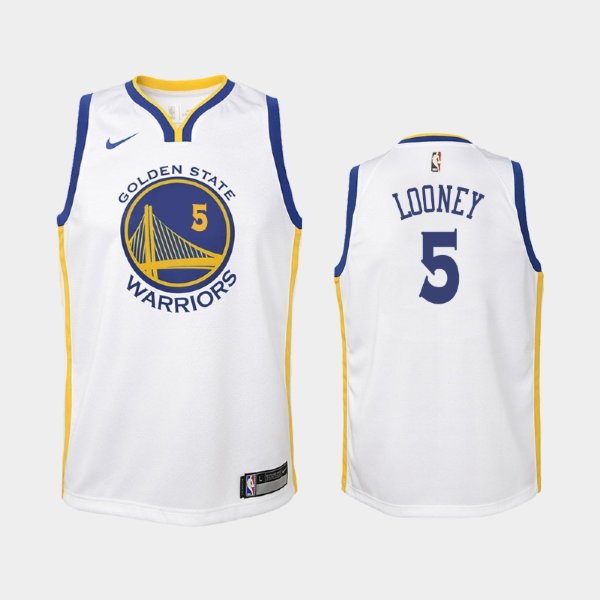 детская Golden State Warriors Kevon Looney #5 White Association баскетбольная майка NBA
