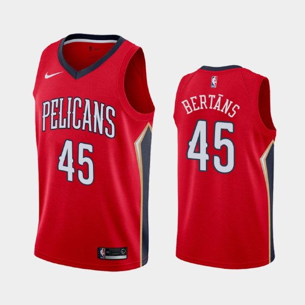 New Orleans Pelicans #45 Dairis Bertans Red 2019 Statement баскетбольная майка NBA