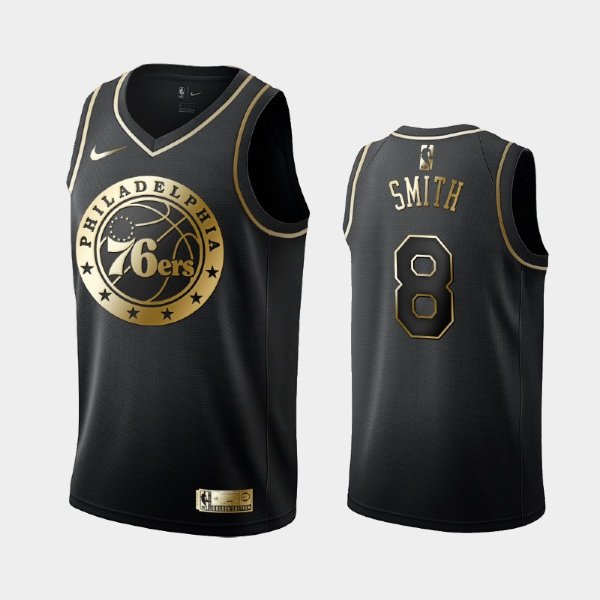 Philadelphia 76ers #8 Zhaire Smith Black Golden Logo баскетбольная майка NBA