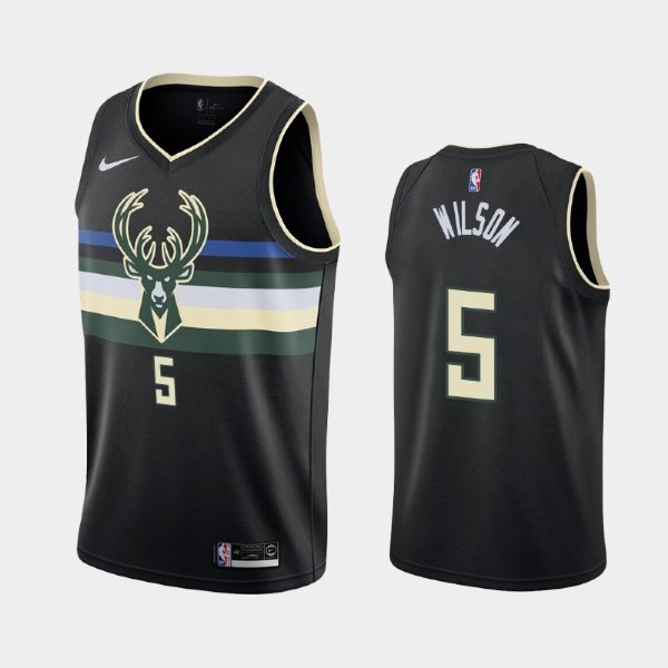 Milwaukee Bucks #5 D.J. Wilson Black Statement баскетбольная майка NBA