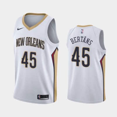 New Orleans Pelicans Association #45 Dairis Bertans White 2019 баскетбольная майка NBA