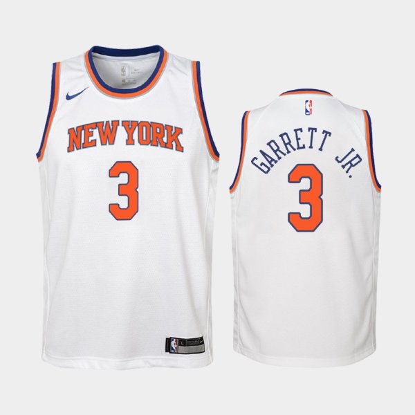 детская New York Knicks Billy Garrett Jr. #3 White Association баскетбольная майка NBA