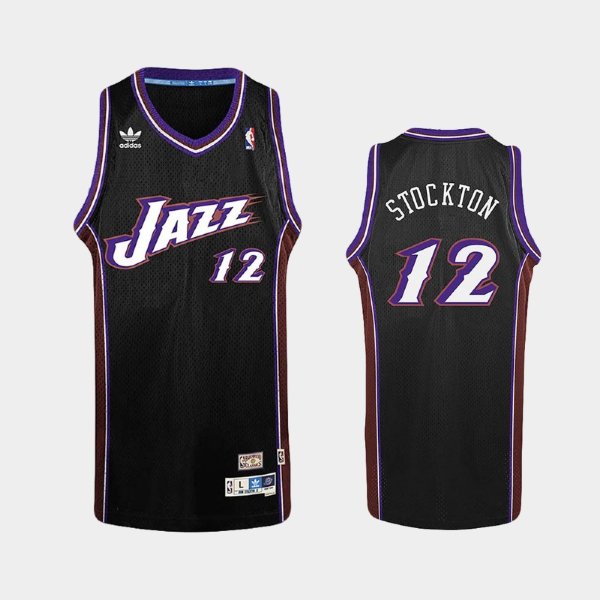 Utah Jazz #12 John Stockton Black Hardwood Classics баскетбольная майка NBA