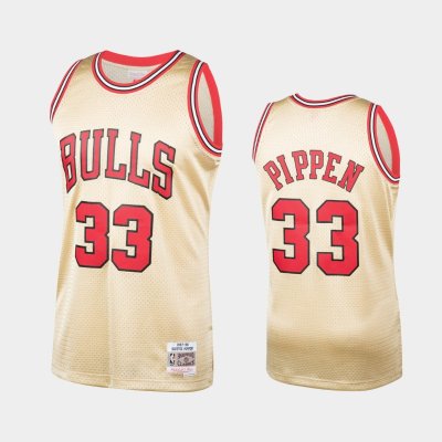 Chicago Bulls #33 Scottie Pippen Gold 1997-98 Hardwood Classics баскетбольная майка NBA