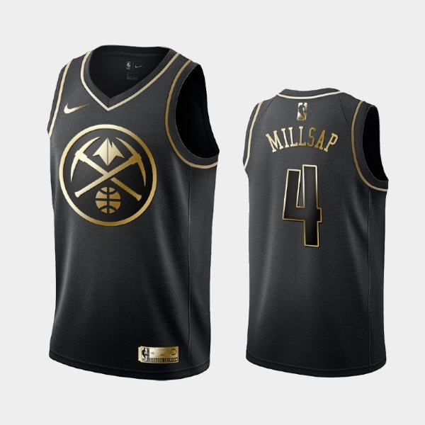Denver Nuggets #4 Paul Millsap Black Golden Logo баскетбольная майка NBA