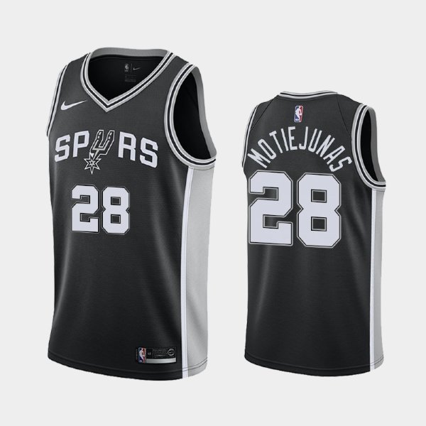 San Antonio Spurs #28 Donatas Motiejunas Black 2018-19 Icon баскетбольная майка NBA
