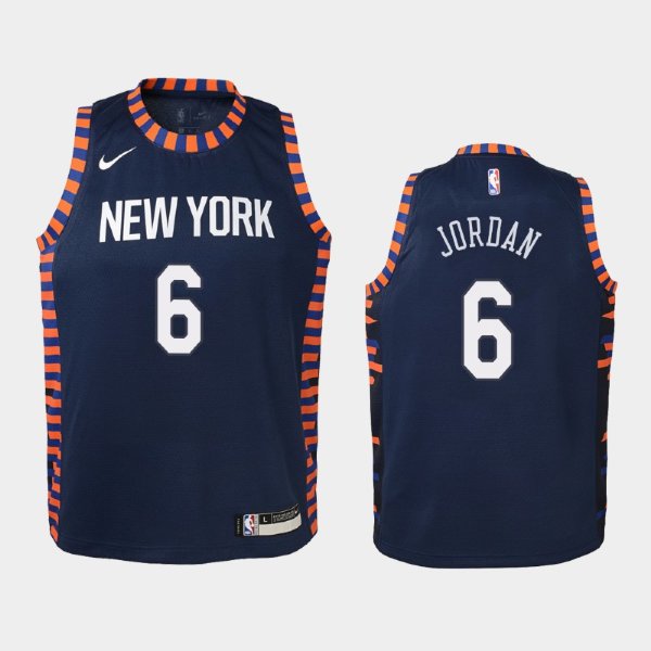 детская New York Knicks DeAndre Jordan #6 Navy 18-19 City баскетбольная майка NBA