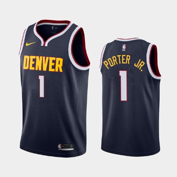 Denver Nuggets #1 Michael Porter Jr. Navy 2018-19 Icon баскетбольная майка NBA