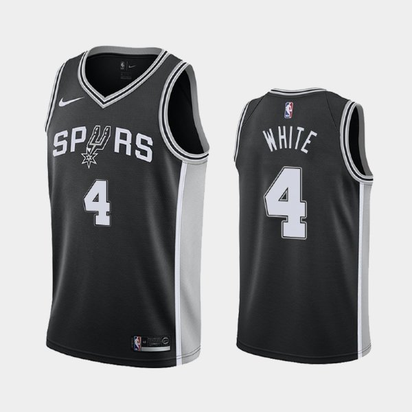 San Antonio Spurs #4 Derrick White Black 2018-19 Icon баскетбольная майка NBA