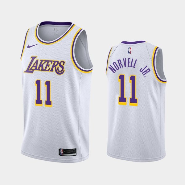 Los Angeles Lakers Zach Norvell Jr. #11 White 2019-20 Association баскетбольная майка NBA
