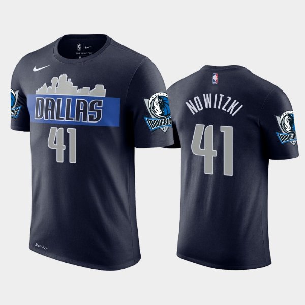 Dallas Mavericks #41 Dirk Nowitzki Navy 2017-18 Statement футболка
