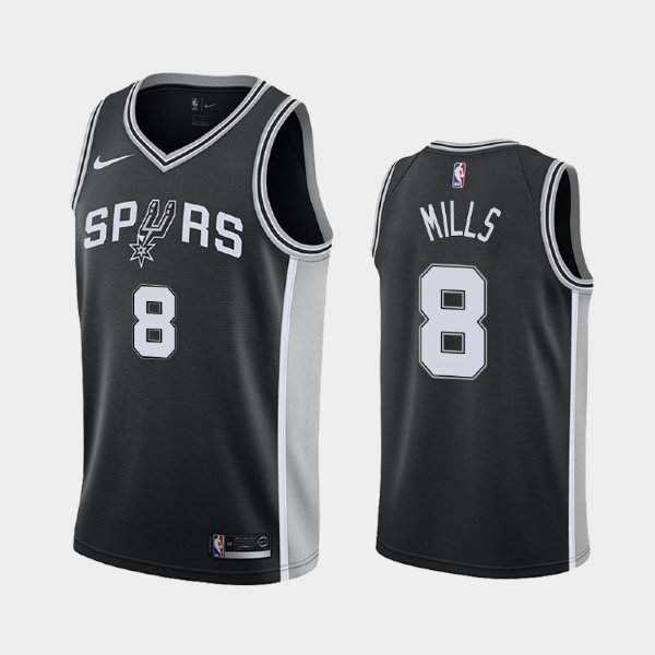 San Antonio Spurs #8 Patty Mills Black 2018-19 Icon баскетбольная майка NBA