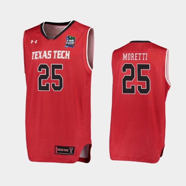 NCAA Texas Tech Red Raiders #25 Davide Moretti Red 2019 Final Four баскетбольная майка NBA